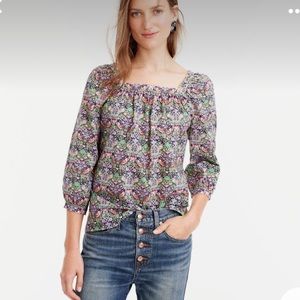 EUC J.Crew Liberty Cotton Peasant Blouse - Size 8